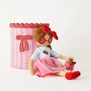 Recién llegado, cesta de ratán para decoración de habitación de niños, contenedor de almacenamiento rosa con lazo tejido, organizador de guardería, bonita cesta de juguete de mimbre - Product Image 6
