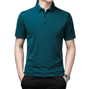 เสื้อเชิ้ตผู้ชายผ้าฝ้ายถักสีพื้นใหม่ 100% แขนสั้น สไตล์ลำลอง พิมพ์ลายดิจิทัล ติดกระดุมหน้า แห้งเร็ว เหมาะสำหรับฤดูร้อน ปกเสื้อแบบลา펠 - Product Image 5