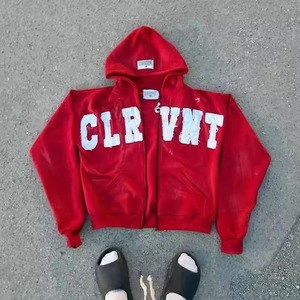 Personalizado Rhinestone desgastado bordado chándal sol se desvaneció de gran tamaño piedra bordado parche pantalones de chándal y con capucha Jogger conjunto - Product Image 1