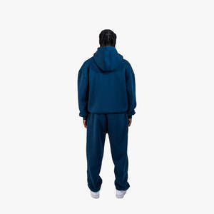 OEM personnalisé de haute qualité hommes survêtement deux pièces sweat à capuche zippé et pantalon de survêtement couleur unie fermeture éclair polaire survêtements lourds - Product Image 5