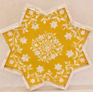 Bandeja de servicio de nácar clásica hecha a mano, diseño único en forma de estrella para cocina, hogar o Hotel, bandeja con incrustaciones de fregona de tamaño personalizado - Product Image 6