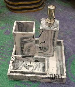 Juegos decorativos de cinco piezas de mármol de resina, juegos de baño de calidad increíble, accesorios de baño, fabricación india - Product Image 6