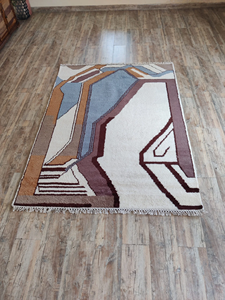 Tapis marocain abstrait en laine tapis de luxe noué à la main Beniouarain Mrirt tapis pour tapis de décoration intérieure - Product Image 2