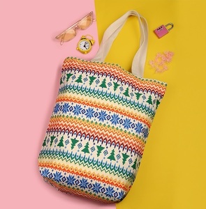 Bolso de compras de algodón reutilizable para chicas, bolsa de mano de estilo Simple y reutilizable con estampado de logotipo personalizado, venta al por mayor - Product Image 5