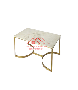 Table basse en marbre et métal, combinaison de table d'appoint, mobilier de salon haut de gamme 2025 - Product Image 1