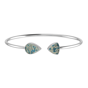 925 Sterling Silver Twister Bracelet K2 Jaspe Gemstone Deux Forme Poire Semi Trillion Cabochon Lunette Réglage À La Mode Femmes Gif - Product Image 1