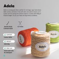 Wholesale Crochet Yarn 100% Cotton [Adela (500g)] Pastel Yarn for Crochet Knitters to Make Bags Hats and More From South Korea