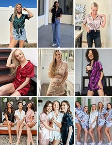 ชุดนอนผ้าไหมสำหรับผู้หญิงชุดนอนแขนยาวผ้าซาติน - Product Image 5