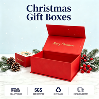 Boîte cadeau alimentaire pliable magnétique illustrée personnalisée pour Noël, chocolat, parfum, emballage cadeau de Noël