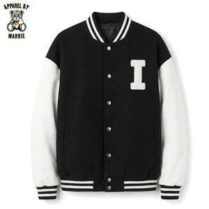 Chaquetas Varsity con Cuello Acanalado y Bordado, Chaquetas Varsity de Tela Cálida con Bordado para Invierno, Ropa Casual para Adultos - Product Image 1