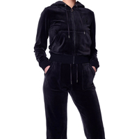 Ensemble de survêtement deux pièces pour femme, en velours d'hiver, avec patchs brodés, style urbain, logo personnalisé, 100% coton, coupe ajustée, couleur unie, pour le jogging