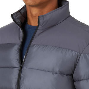 Custom Men's Quilted Puffer Bomber <b>Jacket</b> High Quality Winter Warm Long Polyester Coat with Front Logo Thin Thickness <b>Padding</b> - Product Image 2