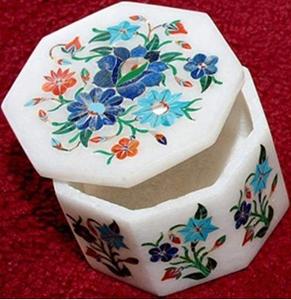Artisan Crafted Polished Marble Inlay Jewelry <b>Box</b> Customizable Capacity Elegant Stone Organizer <b>for</b> <b>Keepsakes</b> Gifts Table Decor - Product Image 2