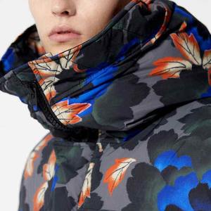 Al por mayor, Chaqueta con capucha unisex de calidad premium, negra, brillante, de lona y nailon, cálida para invierno, impermeable, con calefacción, rellena de algodón y logotipo frontal - Product Image 4