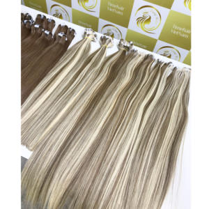 100% Remy Naturel Piano blond brun Vietnamien Extensions de Cheveux Os Brut Droit Frontal et Bundle En Gros Du Vietnam - Product Image 1