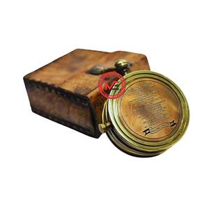 เข็มทิศทองเหลืองแบบวินเทจ พร้อมซองหนัง  OEMODM รับผลิตตามสั่ง - Product Image 1