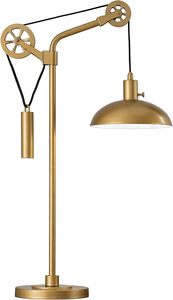 Lampe de table industrielle design italien pour salle d'étude de luxe alimentée par courant alternatif Base E26 abat-jour en métal noir corps en bronze avec laiton - Product Image 2