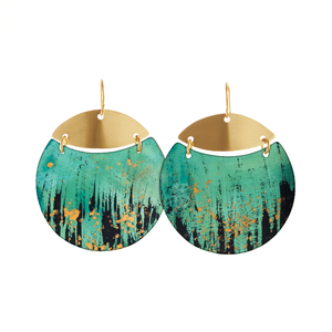 2024 Latin Halloween bijoux bleu cuivre rustique Boho bijoux turquoise géométrique cerceau costume boucles d'oreilles violet patine boucles d'oreilles - Product Image 6