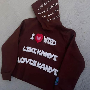 Sudadera con capucha recortada 3D con estampado de algodón 450 de gran tamaño sin cuerdas 100% GSM de peso pesado con logotipo personalizado para hombre, Sudadera con capucha sin bolsillos - Product Image 3