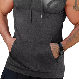 Haut de sport sans manches pour homme de haute qualité, personnalisé, avec capuche, pour la musculation, l'entraînement et les loisirs. - Product Image 5