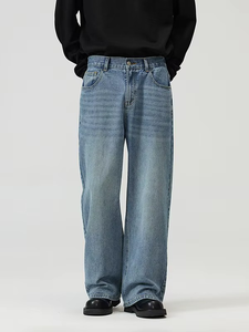 100% pantalones vaqueros personalizados de alta calidad para hombre, pantalones vaqueros lavados para hombre, pantalones vaqueros rectos de mezclilla sólida para niños - Product Image 3