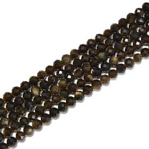 Natural Green Obsidian Micro Faceted Round Beads For Jewelry Making 2mm <b>3mm</b> 4mm Obsidian Gemstone Beads At Wholesale Price Bulk - Product Image 2