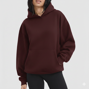 Sweat à capuche oversize pour femme, style streetwear, décontracté, pour l'hiver, coupe ample, look minimaliste, logo frontal en fibre de bambou, confortable, style quotidien - Product Image 5