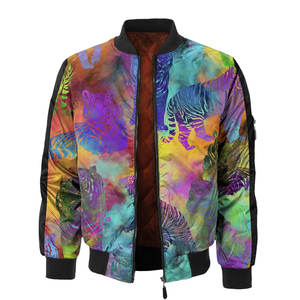 Chaqueta Bomber Personalizada para Hombre con Estampado de Tigre, Diseño Gráfico Completo, Cierre de Cremallera, Ropa Urbana, Fabricante Mayorista OEM ODM - Product Image 1