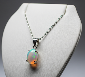 925 Sterling Silver Bohemian Style <b>Pendant</b> Natural Quality Ethiopian <b>Opal</b> Healing Crystal Stones 18K Bezel Setting Drop Shape - Product Image 3