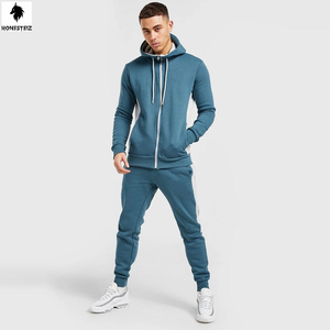 ชุดวอร์มผู้ชายแบบนุ่มมีซิปและซิปชุด2ชิ้นแบบลำลองทำจากผ้าขนสัตว์ไนลอนกันลมชุดวอร์มแบบยืดหยุ่นแขนเสื้อแบบแบน - Product Image 1