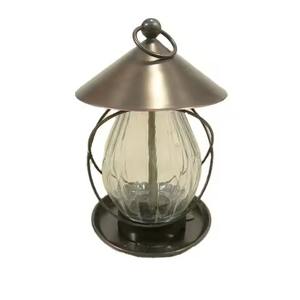 Comedero para pájaros de Metal con acabado de níquel plateado, cúpula de cristal verde con anillo colgante para interior, exterior, balcón, jardín, comedero para pájaros - Product Image 2