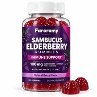 Gummies de sureau Sambucus OEM avec Vitamine C et Zinc, 120 unités, à base de pectine, Complément alimentaire, Vente en gros