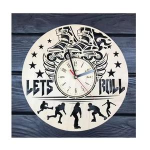 Vente en gros horloge murale moderne écologique en MDF travail au laser personnalisé bois peint mur silencieux artisanat en bois boîtes en bois panneaux muraux - Product Image 6