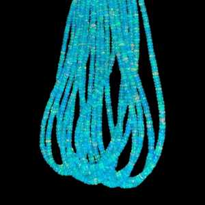 Sky Blue Ethiopian <b>Opal</b> Smooth Rondelle Beads 3-5mm Natural Gemstone Strand for Jewelry Making Necklace Bracelet Wholesale - Product Image 1