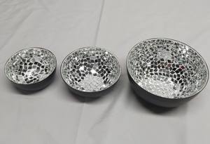 ชามทองแดงทรงกลมดีไซน์กระจกสีทองและสีเงิน - Product Image 3