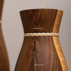 Porte-bougie rond en bois d'acacia fait à la main, écologique, pour Pâques - Product Image 6