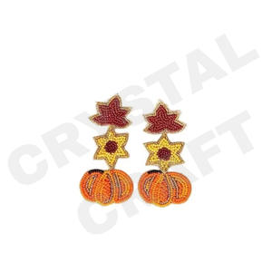 Holiday Potted Coctus Dangle Earrings New Arrival <b>Cross</b>-Border Handmade Beads Gold Trendy Creative for Parties Christian Style - Product Image 3