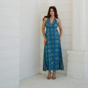 Vestido Midi Estampado Mandala Sienna, Estilo Gitano, Tirantes Finos, Veraniego, Elegante, con Volantes, Lavable, Corte en A, para Fiesta o Viaje - Product Image 1