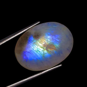 Amazing Rainbow Moonstone Cabochon Gemstone - Blue Flashy White Rainbow Gems - Smooth Loose Moonstone - Product Image 1