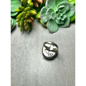 Alfred Martinez Kingman Turquoise & Rose-Gold Plated Sterling Silver <b>Adjustable</b> <b>Ring</b> Stainless Steel Inlay Setting Gift - Product Image 4