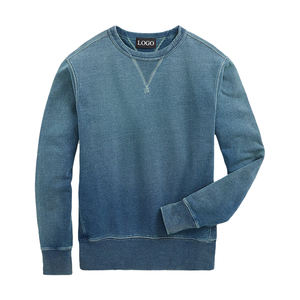 Sudadera Premium Personalizable para Hombre, de Algodón Índigo, Estilo Francés, con Bordado 3D, Cuello Redondo, Corte Holgado, 380 Gsm, Primavera - Product Image 6