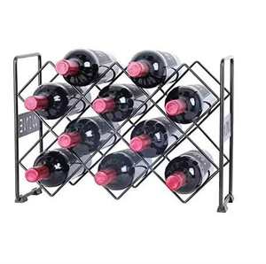 Nouveau design, porte-bouteilles de vin en métal noir stable, à poser au sol, pour la maison et le club, porte-bouteilles de vin et de champagne - Product Image 3