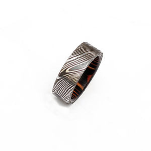 Anillo Burraq Clásico de Acero de Damasco Hecho a Mano con Caja de Anillo, Regalo Perfecto para Papá, Esposo, Novio, Soporte OEM, Personalización - Product Image 1