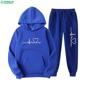 ชุดเซ็ตเสื้อฮู้ดดี้พิมพ์โลโก้ตามสั่งผู้ผลิต ผ้าเฟรนช์เทอร์รี่เนื้อหนา กางเกงวอร์มขายาว ชุดแทรคสูท ผ้าฝ้าย 100% ระบายอากาศได้ดี แห้งเร็ว - Product Image 6
