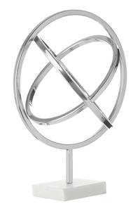 Sculpture Bloomsbury Market Figurine abstraite réfléchissante en argent sur base en marbre blanc Sculpture polie moderne en argent éternel - Product Image 2