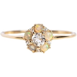 Women's <b>Ring</b> Natural White Topaz Ethiopian <b>Opal</b> Gemstone October Birthstone Tiny Handmade Jewelry 925 Sterling Silver <b>Ring</b> - Product Image 1