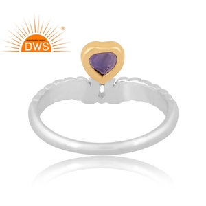 แหวนพลอยไอโอไลต์ธรรมชาติทำจากเงินแท้ดีไซน์รูปหัวใจผลิตตามสั่ง - Product Image 4