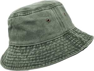 Bucket <b>Hat</b> Wide Brim Washed Denim Cotton Outdoor Sun <b>Hat</b> <b>Flat</b> Top Cap for Fishing Hiking Beach Sports - Product Image 6