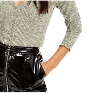 Cardigan in maglia a costine Crave Fame Cozy per Ragazze, Verde, Taglia S, Stile Casual con Stampa, Bottoni e Laccetti, Modelli Invernali ed Estivi - Opzioni Mezze Taglie - Product Image 3