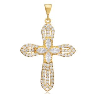 Pendentif religieux en argent avec pierres CZ rondes et marquises, bijoux fins, vente en gros, bijoux artisanaux - Product Image 4